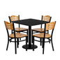 Flash Furniture MD-0010-GG 30" Square Black Laminate Table Set with 4 Metal Chairs - Natural Wood Seat - Main view
