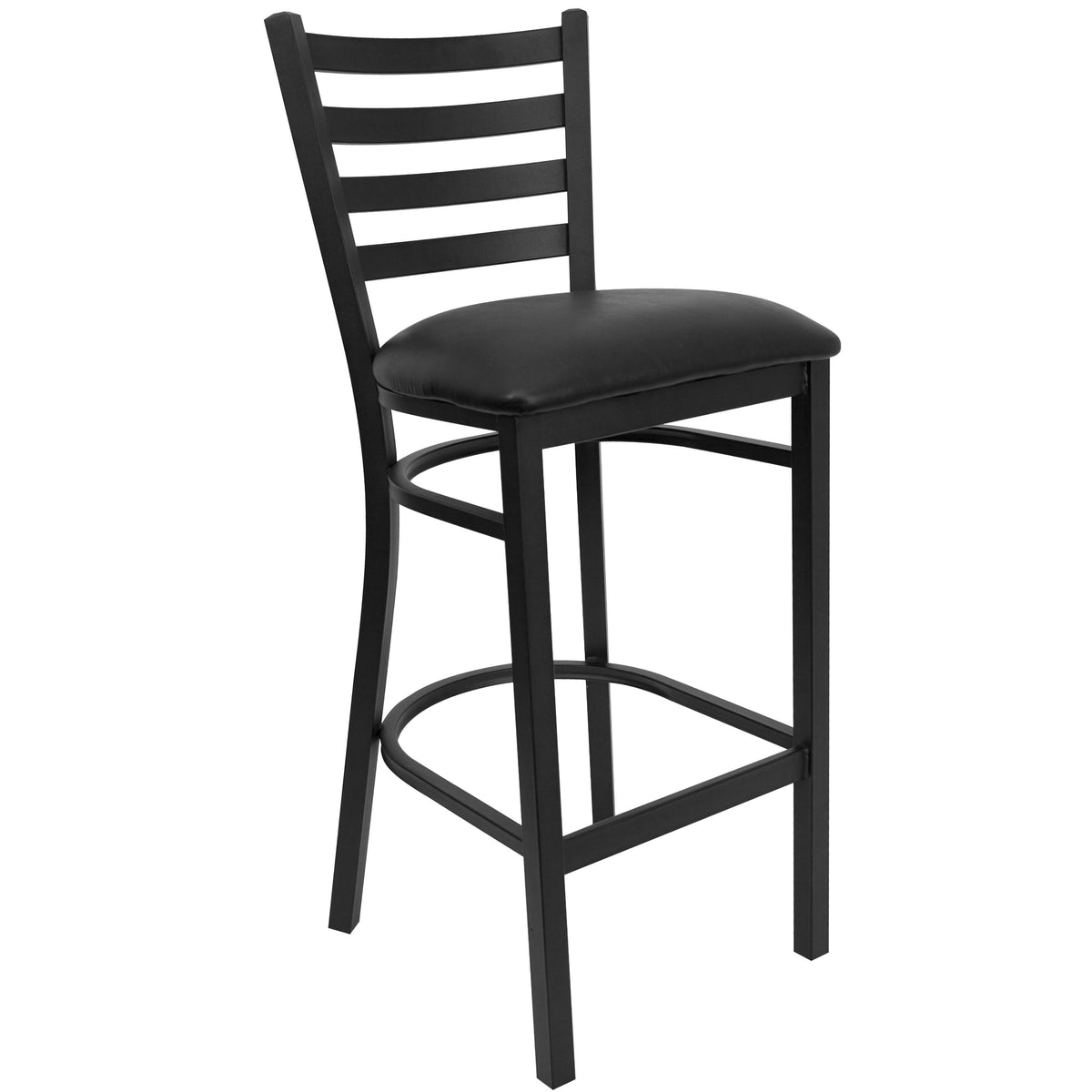 Flash Furniture MD-0011-GG 36" Round Walnut Laminate Table Set with 4 Metal Barstools - Black Vinyl Seat - View 3
