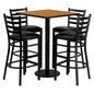 Flash Furniture MD-0012-GG 30" Square Natural Laminate Table Set with 4 Metal Barstools - Black Vinyl Seat (Natural Top/Black Vinyl Seat) - Main view