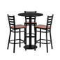 Flash Furniture MD-0013-GG 30" Round Black Laminate Table Set with 3 Metal Barstools - Cherry Wood Seat - Main view