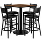 Flash Furniture MD-0015-GG 36" Square Walnut Laminate Table Set with 4 Metal Barstools - Black Vinyl Seat - Main view
