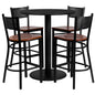 Flash Furniture MD-0018-GG 36" Round Black Laminate Table Set with 4 Metal Barstools - Cherry Wood Seat - Main view