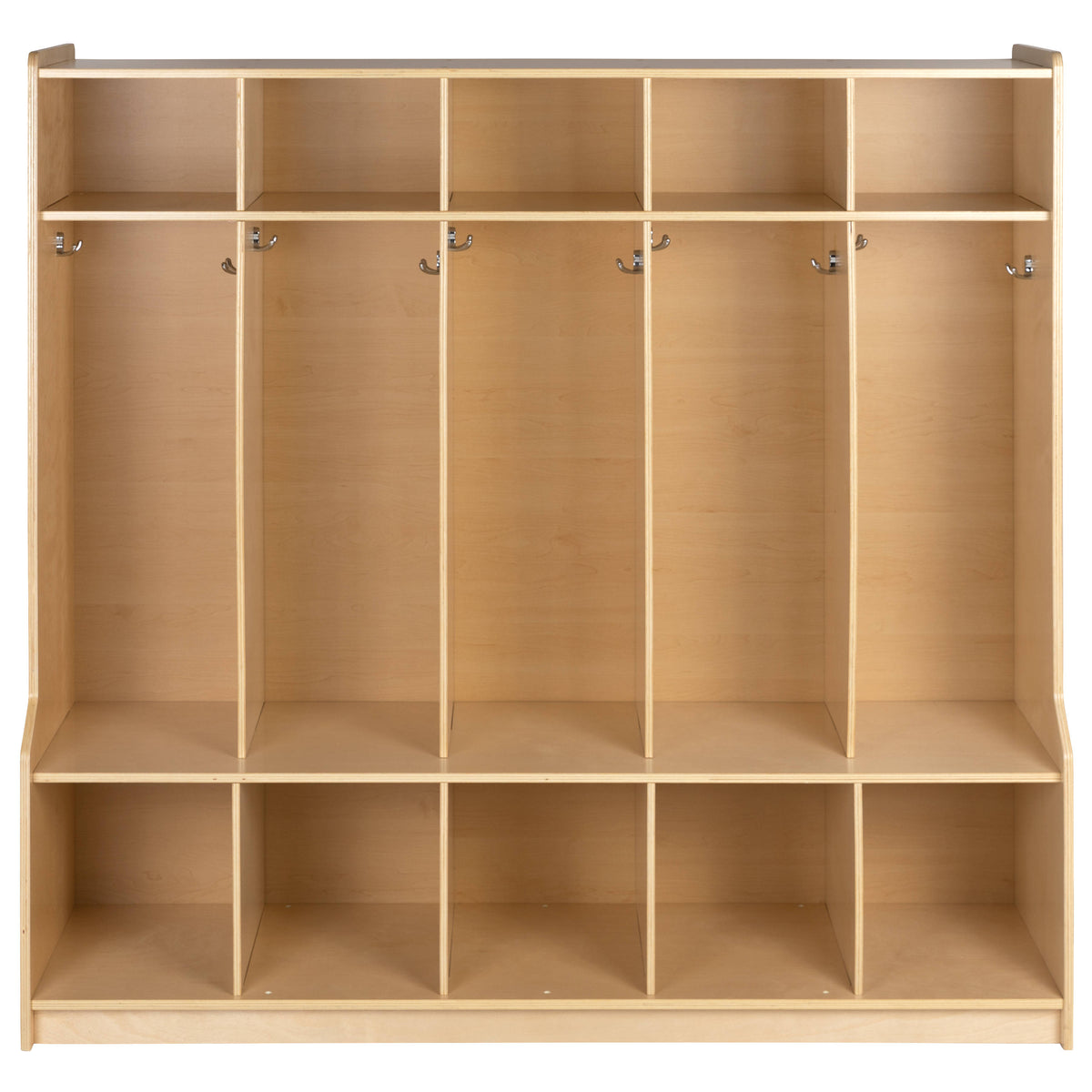 Flash Furniture MK-LCKR001-GG Wood 5 Section School Coat Locker with Bench, Cubbies and Storage Organizer Hook - View 9