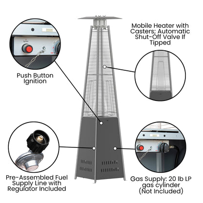 Flash Furniture NAN-FSDC-01-GY-GG Outdoor Patio Heater - Slate Gray-7.5 Feet Round Steel Patio Heater-42,000 BTU's - View 2