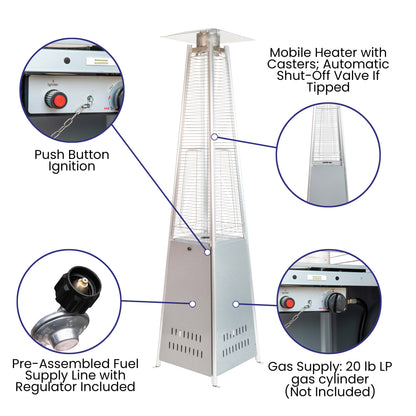 Flash Furniture NAN-FSDC-01-SL-GG Outdoor Patio Heater - Silver - 7.5 Feet Round Steel Patio Heater - 42,000 BTU's - View 2