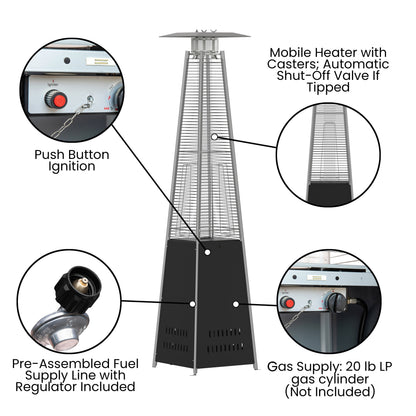 Flash Furniture NAN-FSDC-02-BK-GG Outdoor Patio Heater - Black - 7.5 Feet Round Steel Patio Heater - 42,000 BTU's - View 2