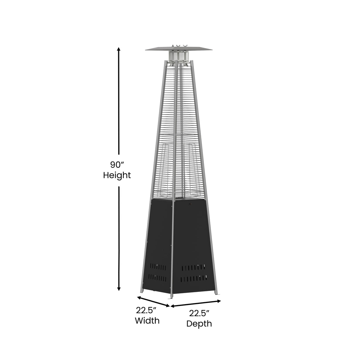 Flash Furniture NAN-FSDC-02-BK-GG Outdoor Patio Heater - Black - 7.5 Feet Round Steel Patio Heater - 42,000 BTU's - View 3