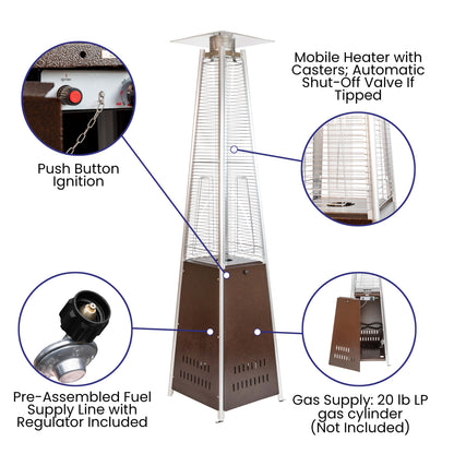 Flash Furniture NAN-FSDC-02-BR-GG Outdoor Patio Heater - Bronze - 7.5 Feet Round Steel Patio Heater - 42,000 BTU's - View 2