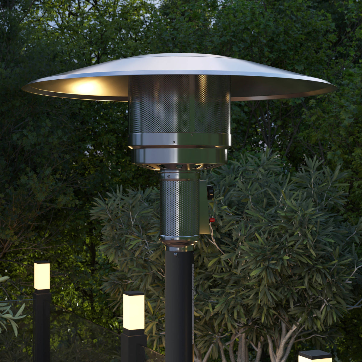 Flash Furniture NAN-HSS-AGH-BK-GG Outdoor Patio Heater - Black - 7.5 Feet Round Steel Patio Heater - 40,000 BTU's - View 4