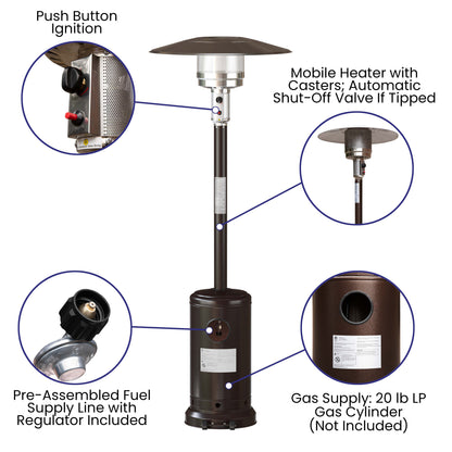 Flash Furniture NAN-HSS-AGH-BR-GG Outdoor Patio Heater - Bronze - 7.5 Feet Round Steel Patio Heater - 40,000 BTU's - View 2