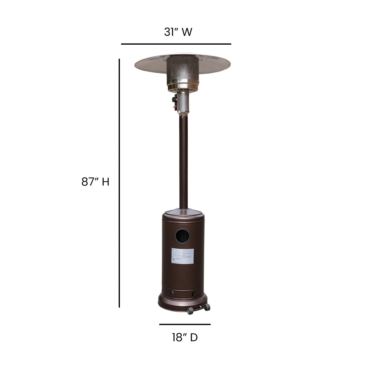 Flash Furniture NAN-HSS-AGH-BR-GG Outdoor Patio Heater - Bronze - 7.5 Feet Round Steel Patio Heater - 40,000 BTU's - View 3