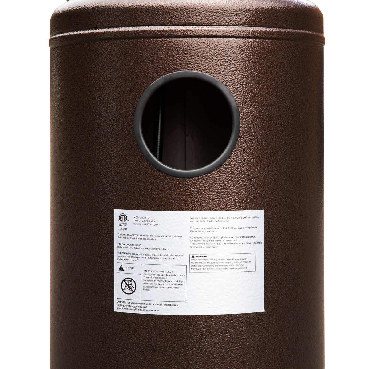 Flash Furniture NAN-HSS-AGH-BR-GG Outdoor Patio Heater - Bronze - 7.5 Feet Round Steel Patio Heater - 40,000 BTU's - View 7