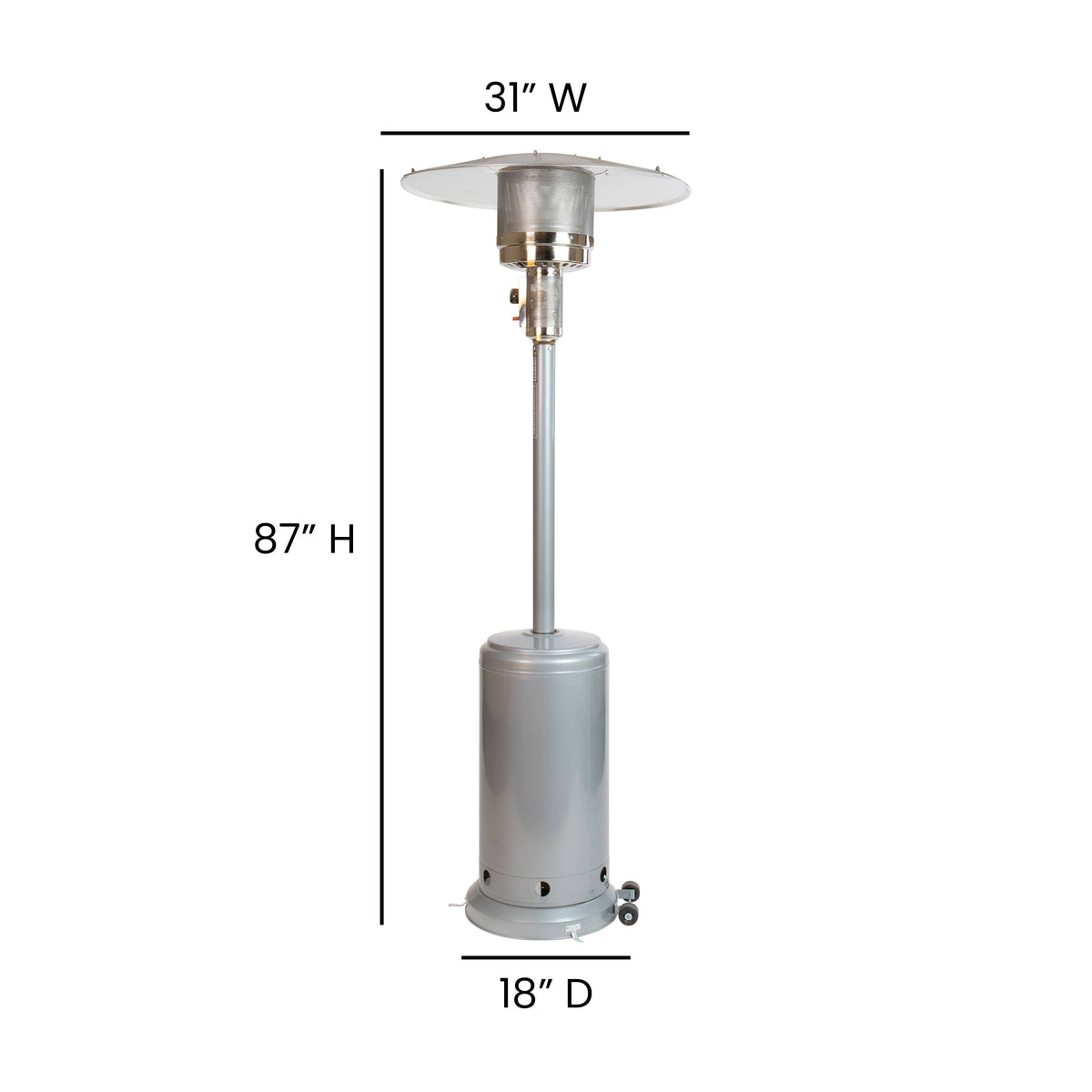 Flash Furniture NAN-HSS-AGH-SL-GG Outdoor Patio Heater - Silver - 7.5 Feet Round Steel Patio Heater - 40,000 BTU's - View 3