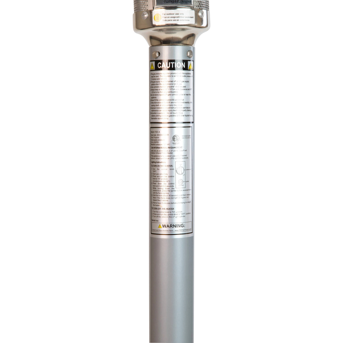 Flash Furniture NAN-HSS-AGH-SL-GG Outdoor Patio Heater - Silver - 7.5 Feet Round Steel Patio Heater - 40,000 BTU's - View 6