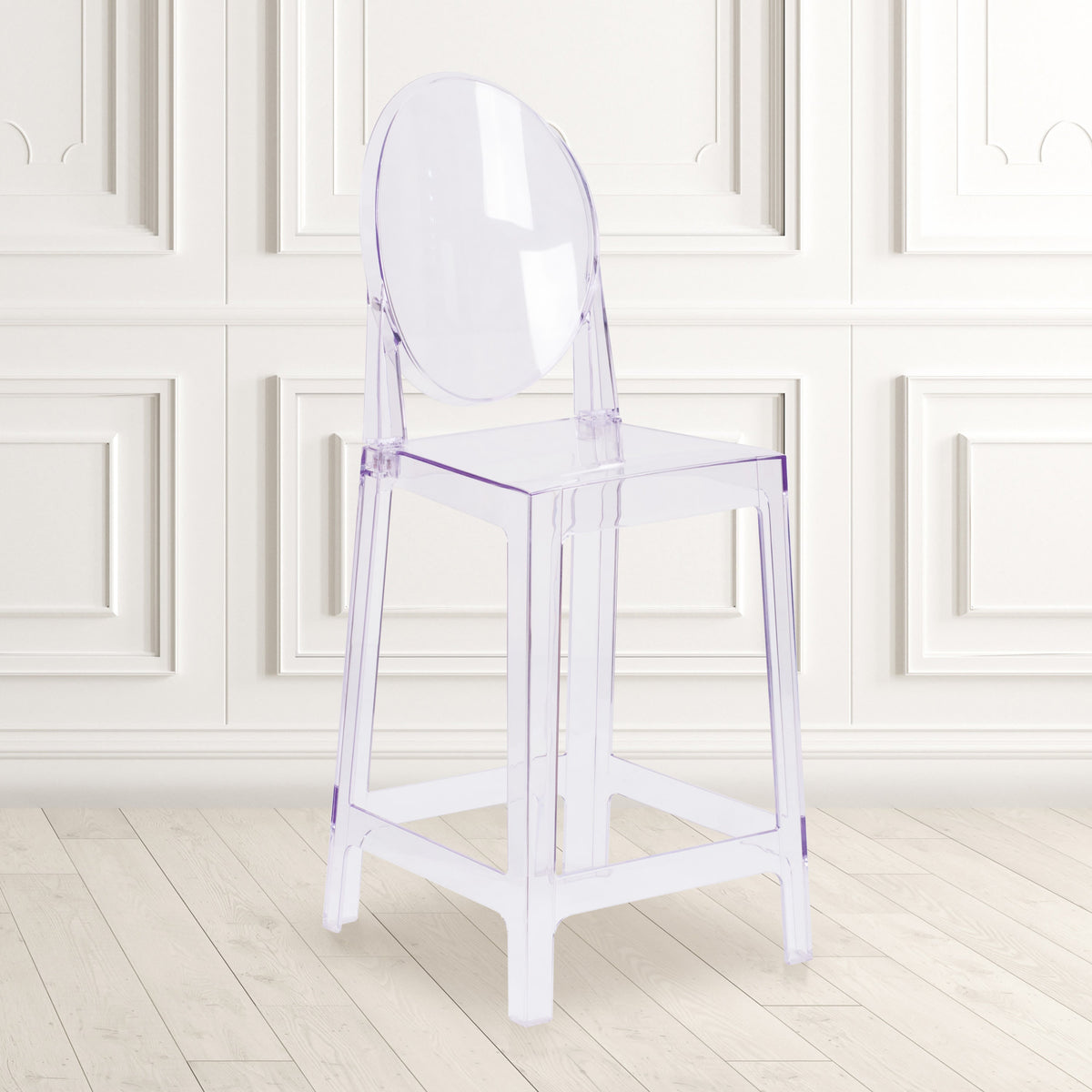 Flash Furniture OW-GHOSTBACK-24-GG Ghost Counter Stool with Oval Back in Transparent Crystal - Wedding Chairs - View 2