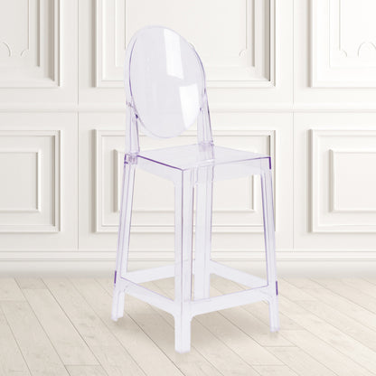 Flash Furniture OW-GHOSTBACK-24-GG Ghost Counter Stool with Oval Back in Transparent Crystal - Wedding Chairs - View 2