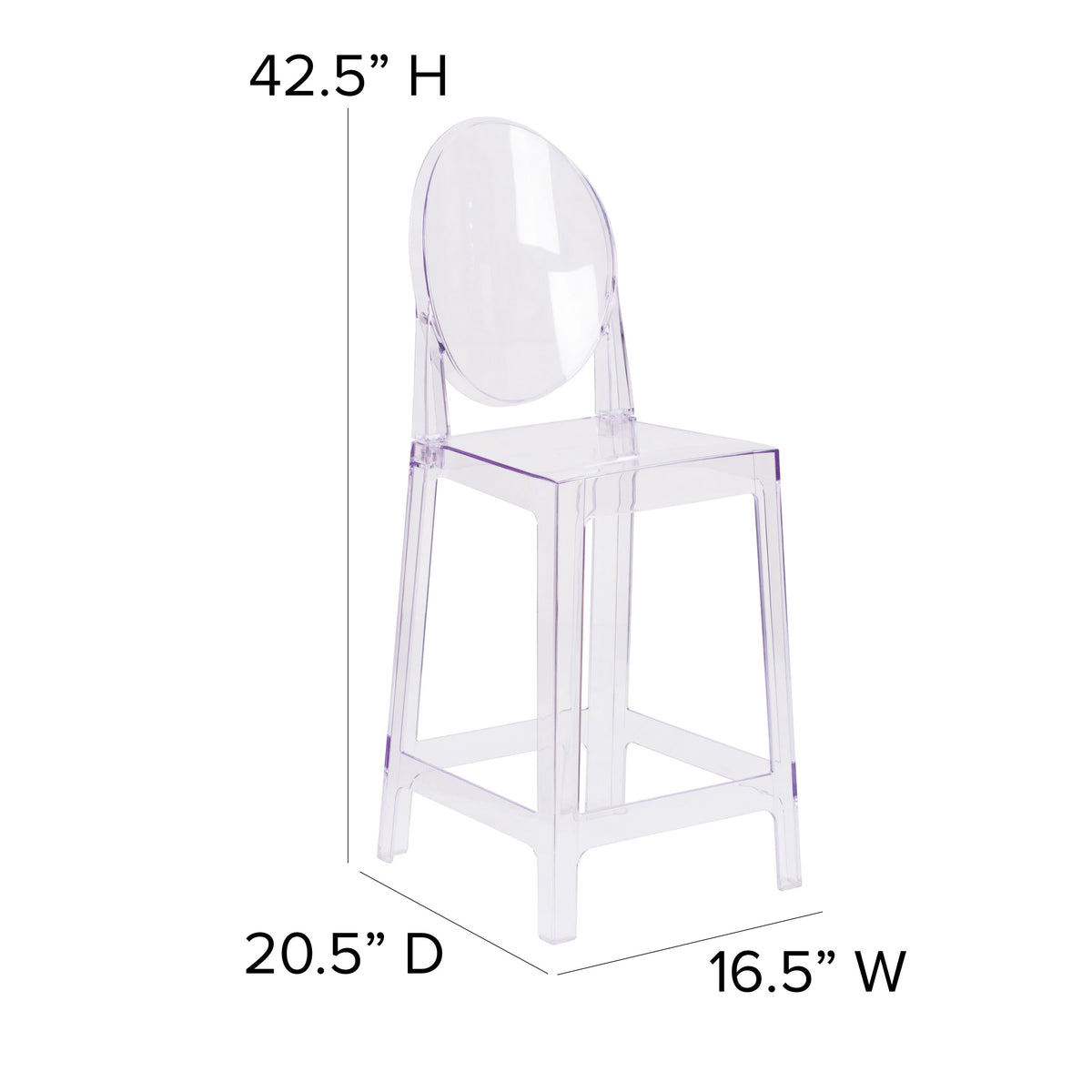 Flash Furniture OW-GHOSTBACK-24-GG Ghost Counter Stool with Oval Back in Transparent Crystal - Wedding Chairs - View 4
