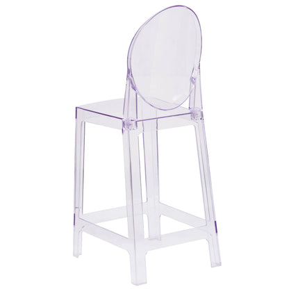Flash Furniture OW-GHOSTBACK-24-GG Ghost Counter Stool with Oval Back in Transparent Crystal - Wedding Chairs - View 5