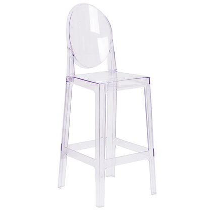 Flash Furniture OW-GHOSTBACK-29-GG Ghost Barstool with Oval Back in Transparent Crystal - Wedding Chairs - Main view