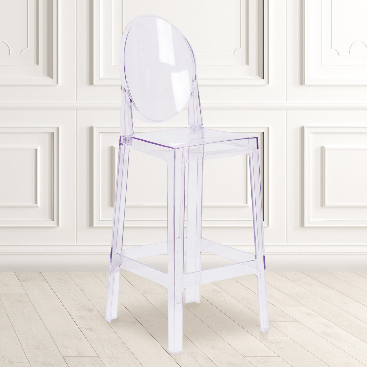 Flash Furniture OW-GHOSTBACK-29-GG Ghost Barstool with Oval Back in Transparent Crystal - Wedding Chairs - View 2