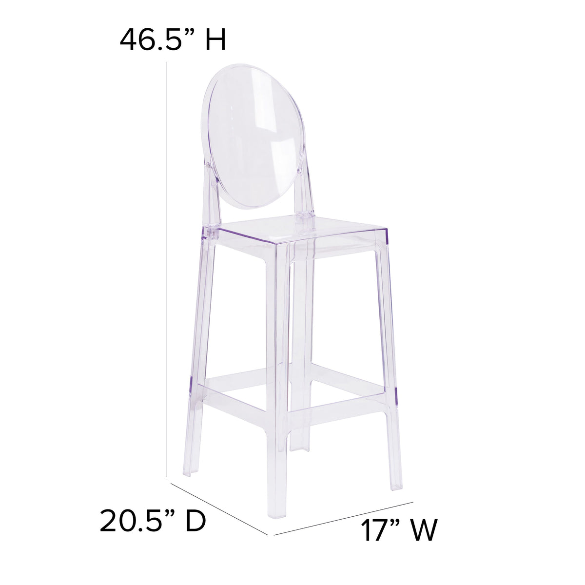 Flash Furniture OW-GHOSTBACK-29-GG Ghost Barstool with Oval Back in Transparent Crystal - Wedding Chairs - View 4