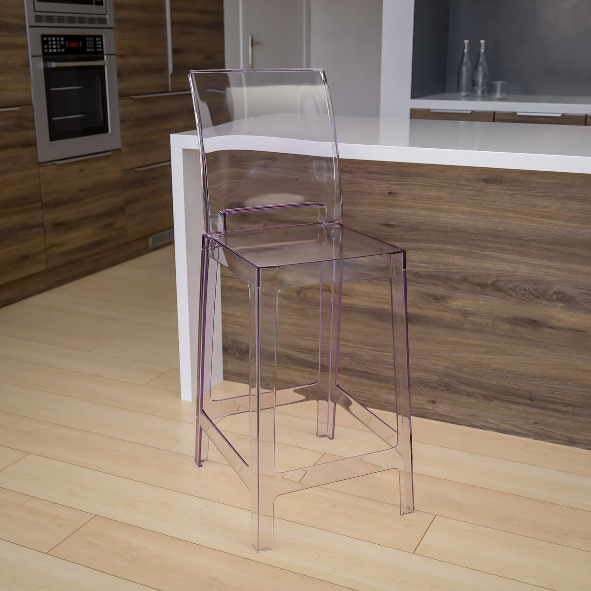 Flash Furniture OW-SQUAREBACK-24-GG Ghost Counter Stool with Square Back in Transparent Crystal - Wedding Chairs - View 2