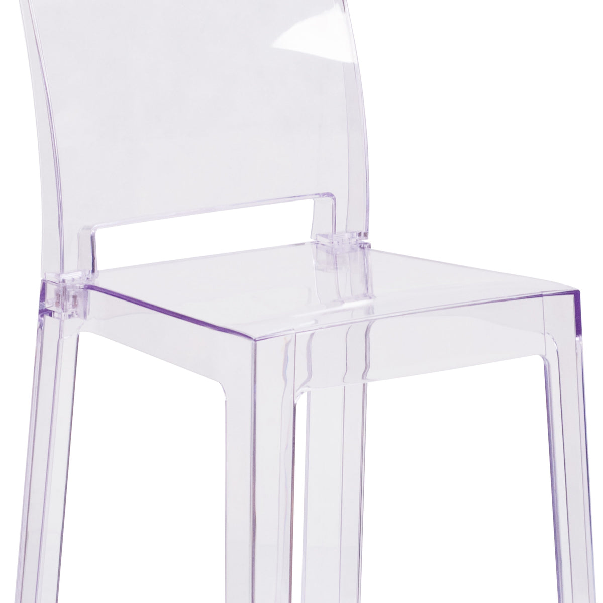 Flash Furniture OW-SQUAREBACK-24-GG Ghost Counter Stool with Square Back in Transparent Crystal - Wedding Chairs - View 9
