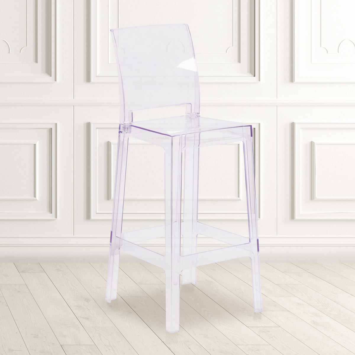 Flash Furniture OW-SQUAREBACK-29-GG Ghost Barstool with Square Back in Transparent Crystal - Wedding Chairs - View 2