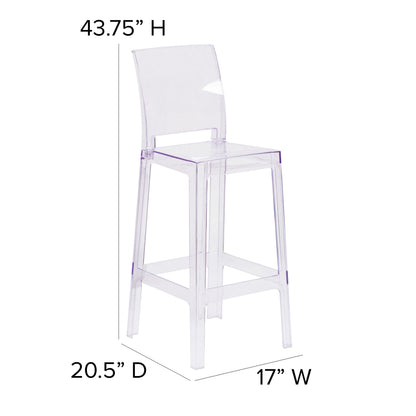Flash Furniture OW-SQUAREBACK-29-GG Ghost Barstool with Square Back in Transparent Crystal - Wedding Chairs - View 4