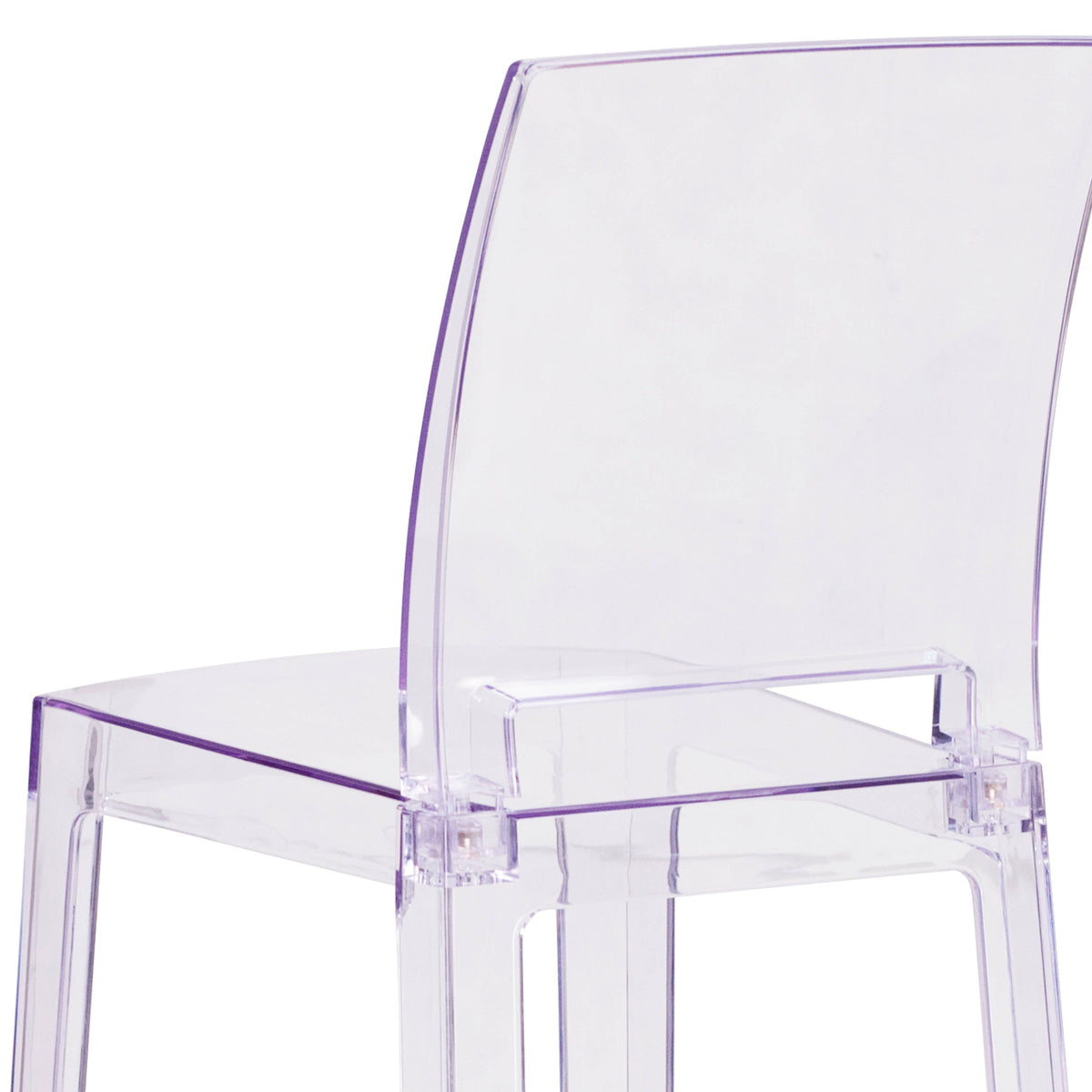 Flash Furniture OW-SQUAREBACK-29-GG Ghost Barstool with Square Back in Transparent Crystal - Wedding Chairs - View 6