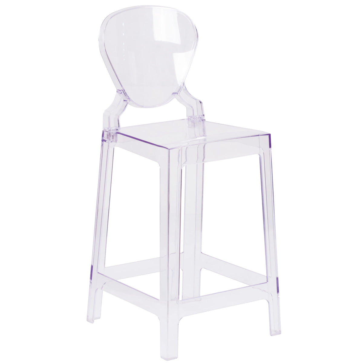 Flash Furniture OW-TEARBACK-24-GG Ghost Counter Stool with Tear Back in Transparent Crystal - Wedding Chairs - Main view