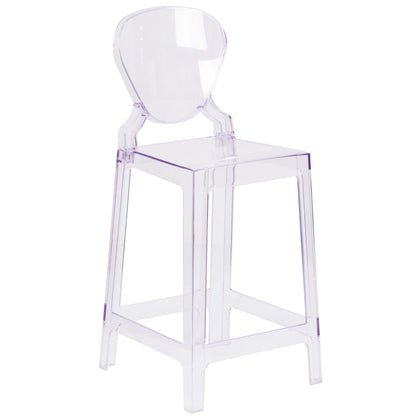 Flash Furniture OW-TEARBACK-24-GG Ghost Counter Stool with Tear Back in Transparent Crystal - Wedding Chairs - Main view