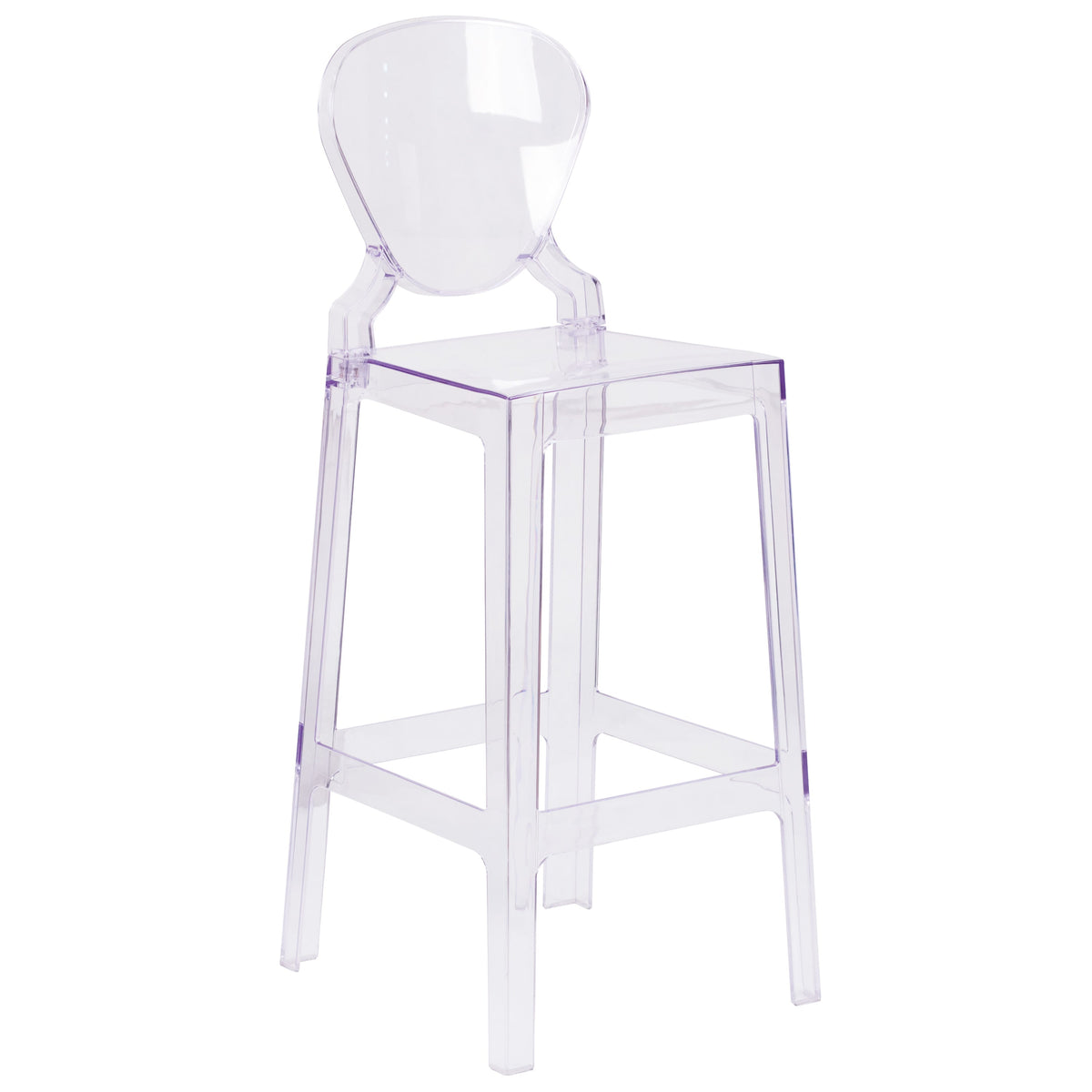Flash Furniture OW-TEARBACK-29-GG Ghost Barstool with Tear Back in Transparent Crystal - Wedding Chairs - Main view