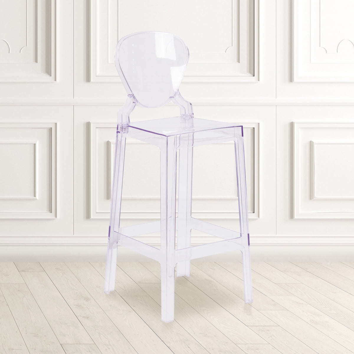 Flash Furniture OW-TEARBACK-29-GG Ghost Barstool with Tear Back in Transparent Crystal - Wedding Chairs - View 2