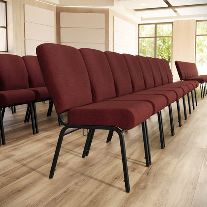 Flash Furniture PCRCB-104 Signature Elite Maroon Church Chair - 20 in. Wide (Maroon Fabric/Black Textured Frame) - View 2