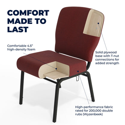 Flash Furniture PCRCB-104 Signature Elite Maroon Church Chair - 20 in. Wide (Maroon Fabric/Black Textured Frame) - View 5