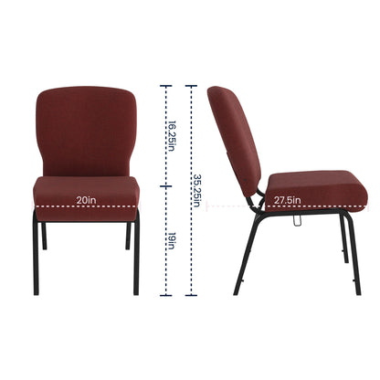 Flash Furniture PCRCB-104 Signature Elite Maroon Church Chair - 20 in. Wide (Maroon Fabric/Black Textured Frame) - View 6