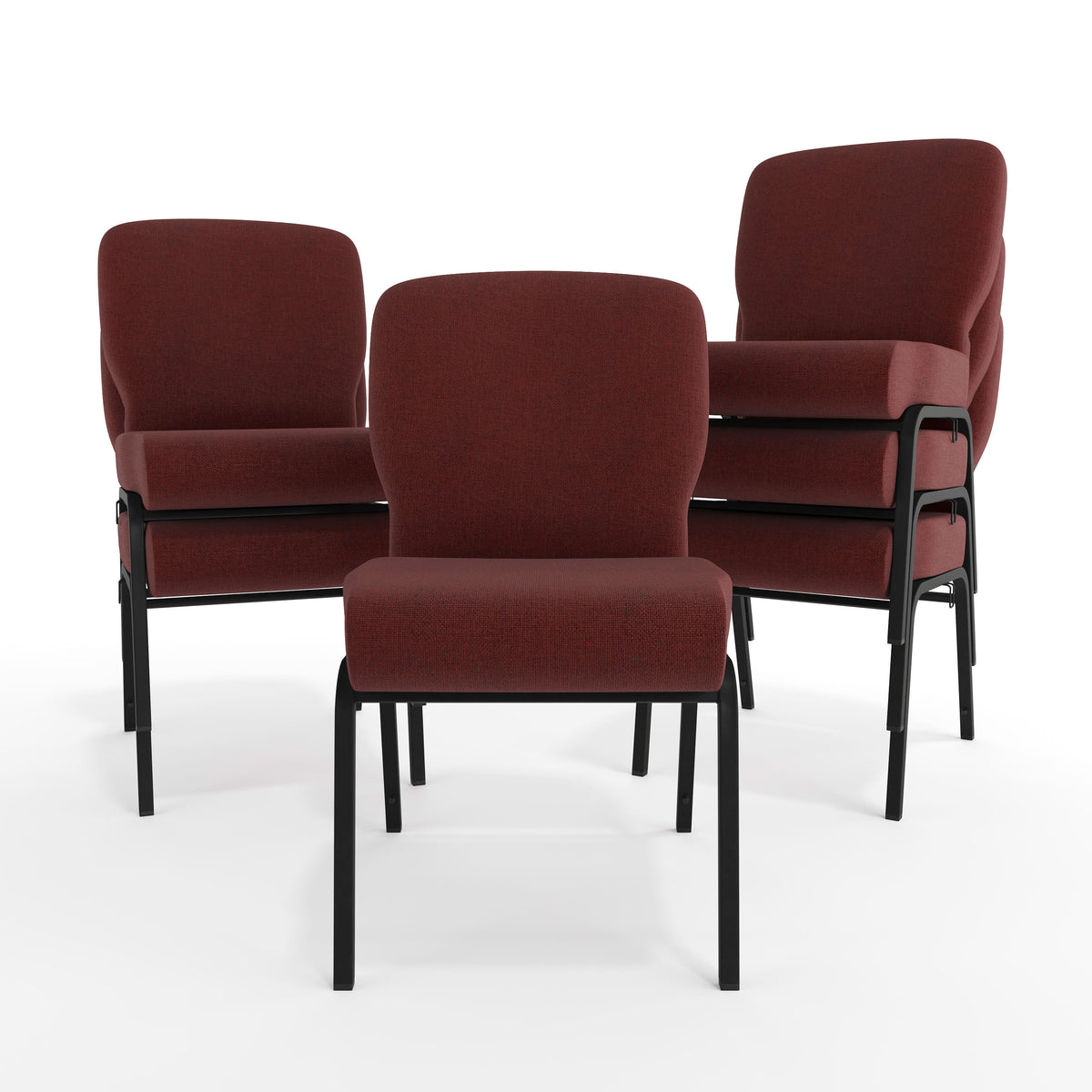 Flash Furniture PCRCB-104 Signature Elite Maroon Church Chair - 20 in. Wide (Maroon Fabric/Black Textured Frame) - View 9