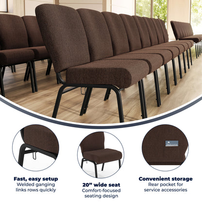 Flash Furniture PCRCB-106 Signature Elite Java Church Chair - 20 in. Wide (Java Fabric/Black Textured Frame) - View 4