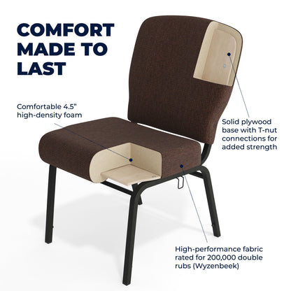 Flash Furniture PCRCB-106 Signature Elite Java Church Chair - 20 in. Wide (Java Fabric/Black Textured Frame) - View 5