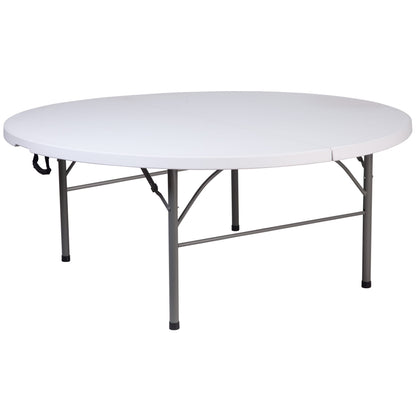 Flash Furniture RB-183RFH-GG 5.89-Foot Round Bi-Fold Granite White Plastic Banquet Folding Table with Handle - Main view