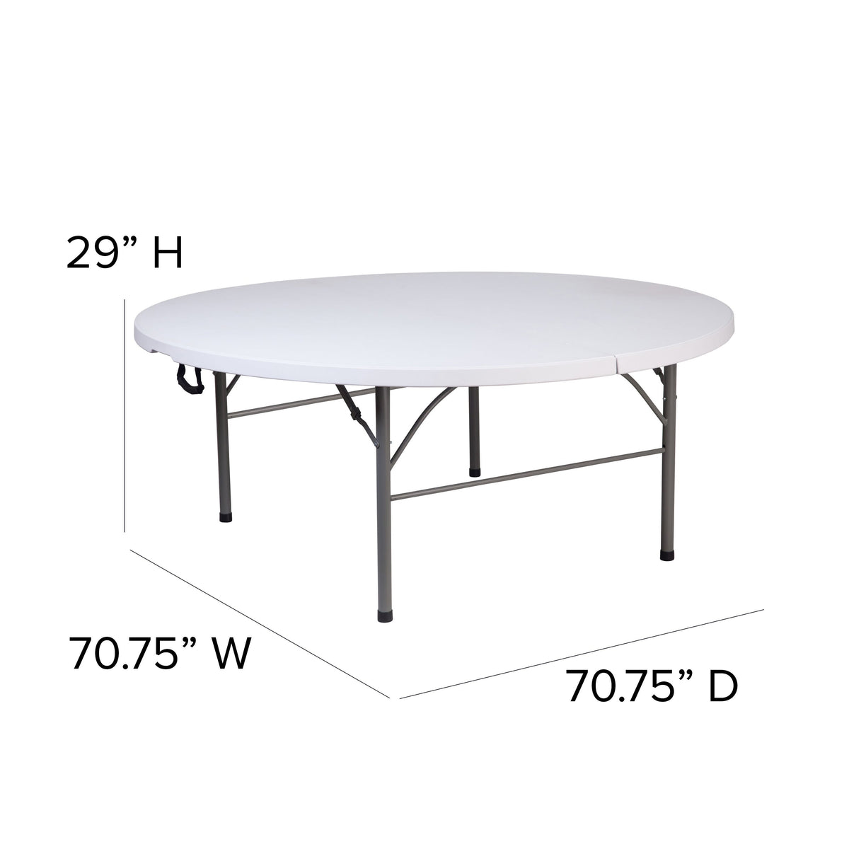 Flash Furniture RB-183RFH-GG 5.89-Foot Round Bi-Fold Granite White Plastic Banquet Folding Table with Handle - View 4