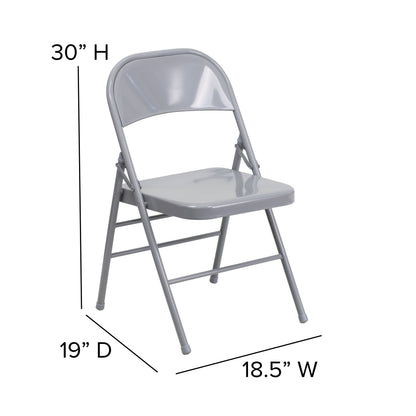 Flash Furniture RB-1860-1-GG 5-Foot Plastic Folding Training Table Set with 2 Gray Metal Folding Chairs - View 2