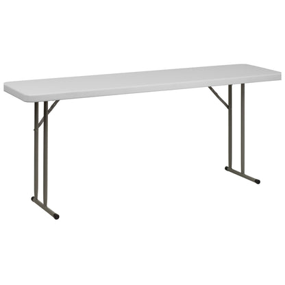 Flash Furniture RB-1872-1-GG 6-Foot Plastic Folding Training Table Set with 2 Crown Back Stack Chairs - View 2