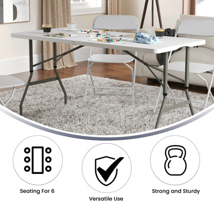 Flash Furniture RB-3050FH-ADJ-GG 5-Foot Height Adjustable Bi-Fold Granite White Plastic Folding Table with Handle - View 3