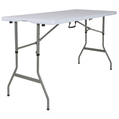 Flash Furniture RB-3050FH-ADJ-GG 5-Foot Height Adjustable Bi-Fold Granite White Plastic Folding Table with Handle - View 5