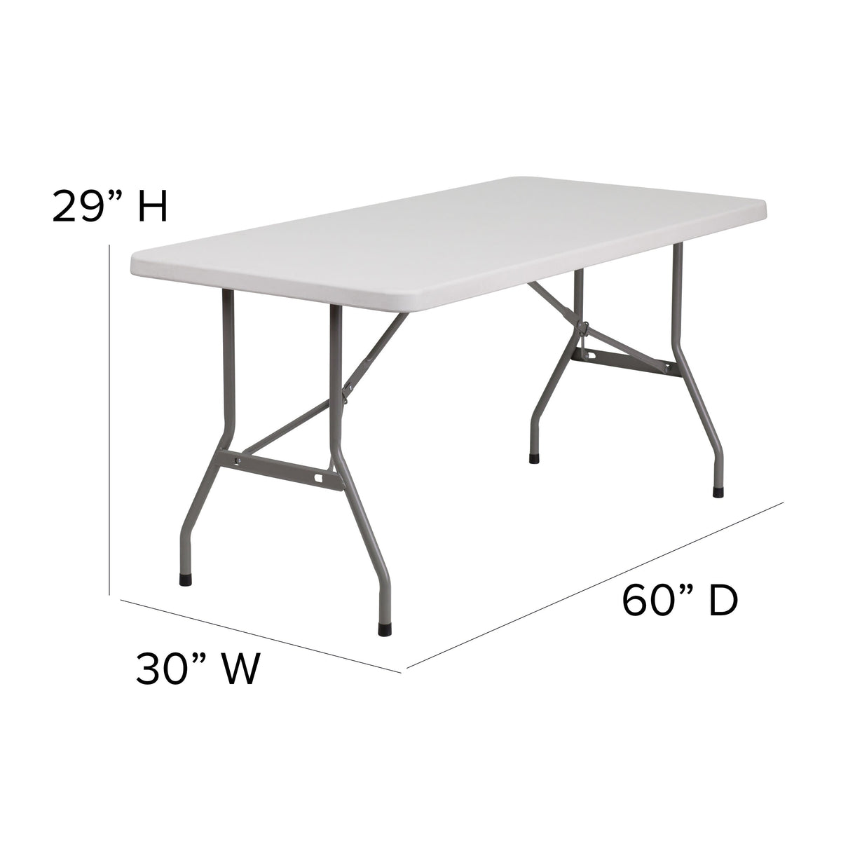 Flash Furniture RB-3060-GG 5-Foot Granite White Plastic Folding Table - Banquet / Event Folding Table - View 3