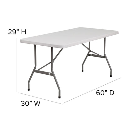 Flash Furniture RB-3060-GG 5-Foot Granite White Plastic Folding Table - Banquet / Event Folding Table - View 3