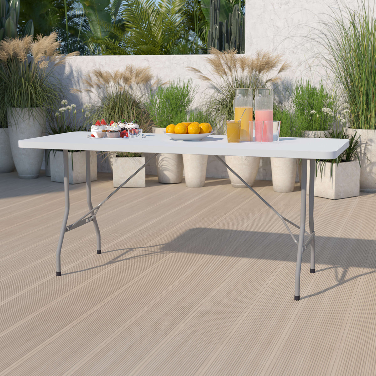 Flash Furniture RB-3072-GG 6-Foot Granite White Plastic Folding Table - Banquet / Event Folding Table - View 2