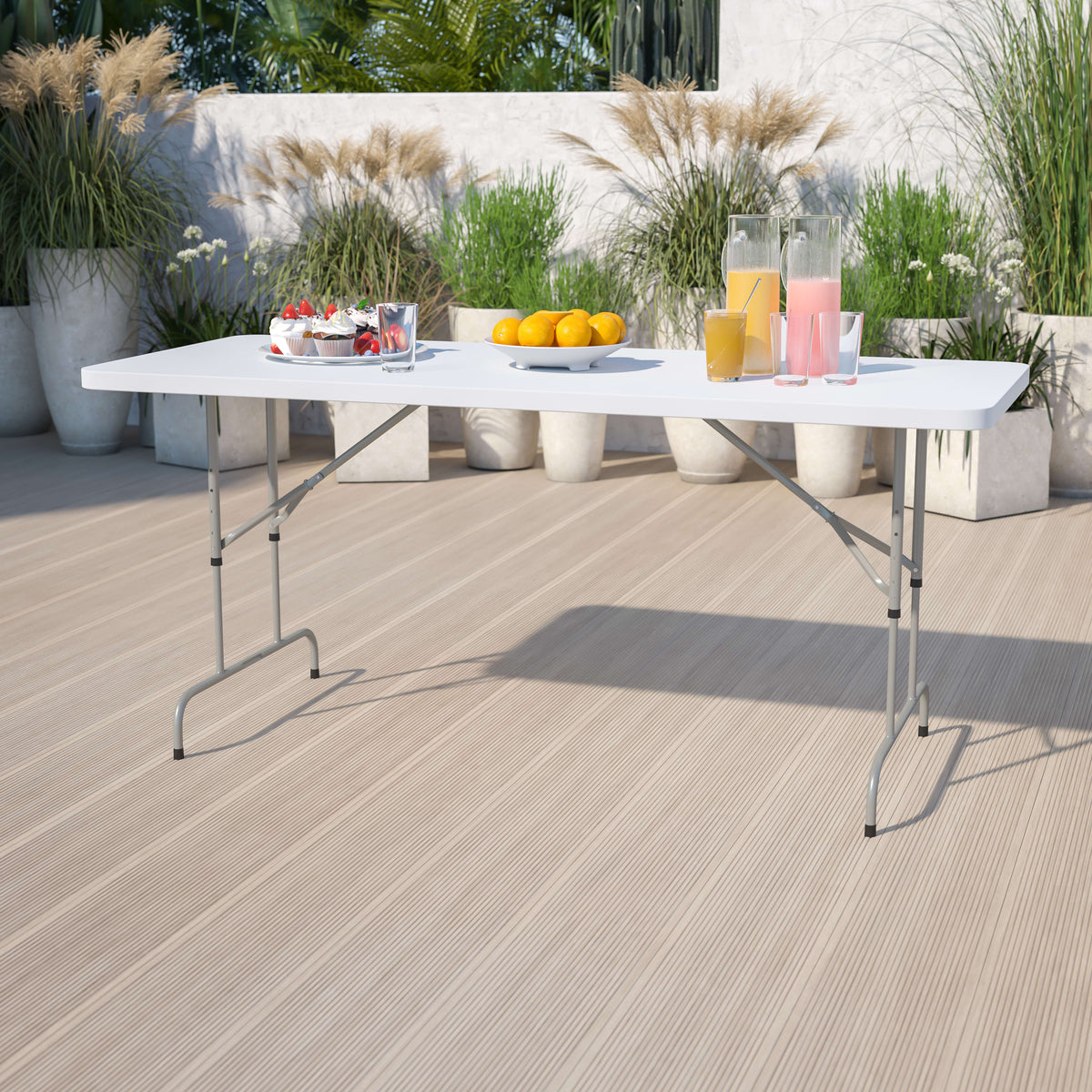 Flash Furniture RB-3072ADJ-GG 6-Foot Height Adjustable Granite White Plastic Folding Event Table - View 2